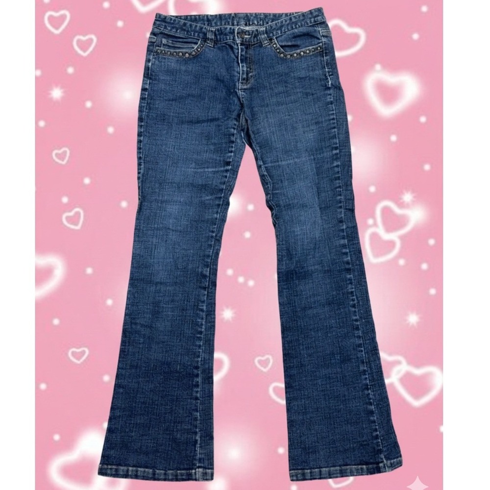 Y2K‎ Low Rise Flare Studded Blue Jeans Boot cut Size 6 Vintage